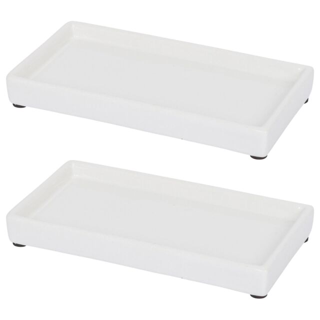 Harbour Housewares Ceramic Soap Dispenser Trays - White - Pack of 2 - image 1
