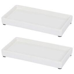 Harbour Housewares Ceramic Soap Dispenser Trays - White - Pack of 2 - thumbnail 1