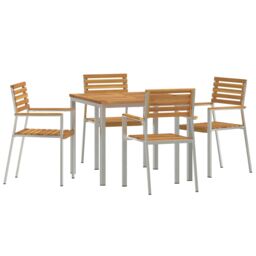 Berkfield Home 5 Piece Garden Dining Set Solid Wood Acacia in Brown - thumbnail 2