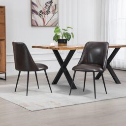 Artemis Home Set of 2 Morandi Faux Leather Dining Chairs - Set of 2 in Brown - thumbnail 5
