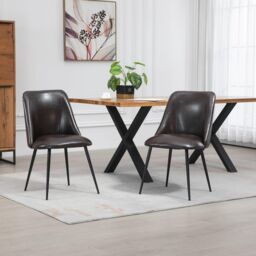 Artemis Home Set of 2 Morandi Faux Leather Dining Chairs - Set of 2 in Brown - thumbnail 2