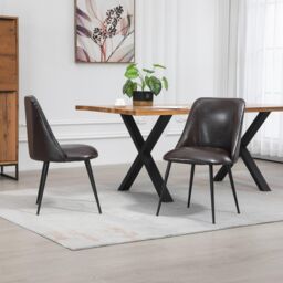 Artemis Home Set of 2 Morandi Faux Leather Dining Chairs - Set of 2 in Brown - thumbnail 4