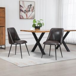Artemis Home Set of 2 Morandi Faux Leather Dining Chairs - Set of 2 in Brown - thumbnail 3