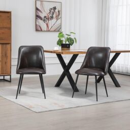 Artemis Home Set of 2 Morandi Faux Leather Dining Chairs - Set of 2 in Brown