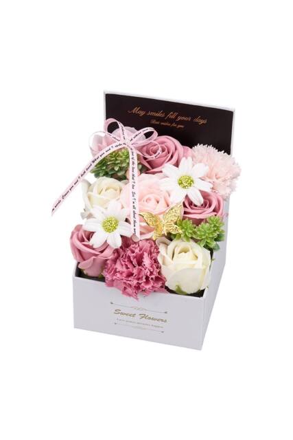 Living and Home Rose Scent Soap Flower Gift Box Tabletop Decor in Pink - image 1