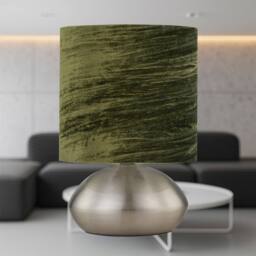 First Choice Lighting Jenson - Brushed Chrome Touch Table Lamp with Green Velvet Shade in Silver - thumbnail 3
