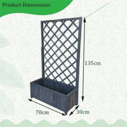 Nordara Grey Wooden Rectangular Planter with Lattice Trellis, Flower Plant Box - Size: 1.25kg - thumbnail 2