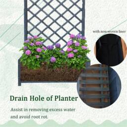 Nordara Grey Wooden Rectangular Planter with Lattice Trellis, Flower Plant Box - Size: 1.25kg - thumbnail 6