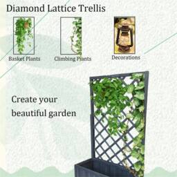 Nordara Grey Wooden Rectangular Planter with Lattice Trellis, Flower Plant Box - Size: 1.25kg - thumbnail 4