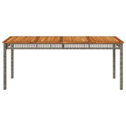 Berkfield Home Garden Table Grey 180x90x75 cm Poly Rattan Acacia Wood - Size: 180 x 90 x 75 cm - thumbnail 4