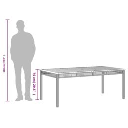Berkfield Home Garden Table Grey 180x90x75 cm Poly Rattan Acacia Wood - Size: 180 x 90 x 75 cm - thumbnail 9