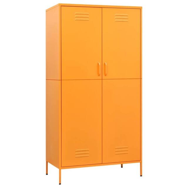 Berkfield Home Wardrobe Mustard Yellow 90x50x180 cm Steel in Tangerine - Size: 90 x 50 x 180 cm - image 1