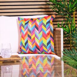 icon Cushion 43x43cm Circluar Geo, Aqua Back in Orange - Size: 43 cm x 43 cm