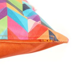 icon Cushion 43x43cm Circluar Geo, Aqua Back in Orange - Size: 43 cm x 43 cm - thumbnail 4