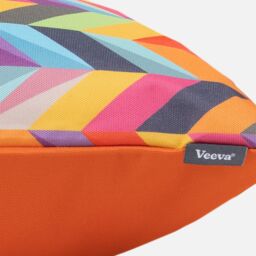 icon Cushion 43x43cm Circluar Geo, Aqua Back in Orange - Size: 43 cm x 43 cm - thumbnail 5