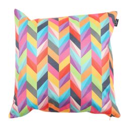 icon Cushion 43x43cm Circluar Geo, Aqua Back in Orange - Size: 43 cm x 43 cm - thumbnail 2