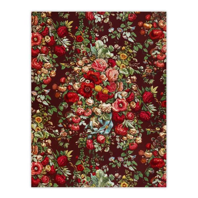 "Artery8 Vintage Floral Chintz Pattern Wyatt Wall Art Poster Print in Red - Size: W24"" x H32""" - image 1