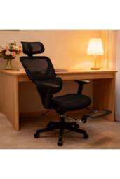 Living and Home Height Adjustable Swivel Office Chair with Casters in Black - thumbnail 2