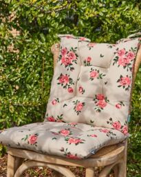 Dibor Set of 2 Vintage Rose Green Summer Outdoor Garden Chair Seat Pad Cushions W40 x L40cm - Size: 40 cm x 40 cm