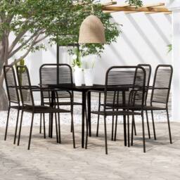 Berkfield Home Elegant 7 Piece Garden Dining Set Black - thumbnail 2