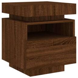 Berkfield Home Decorative Bedside Cabinet with LED Lights Brown Oak 40x39x48.5 cm - thumbnail 5