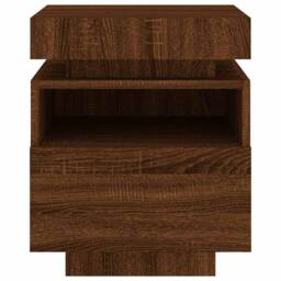 Berkfield Home Decorative Bedside Cabinet with LED Lights Brown Oak 40x39x48.5 cm - thumbnail 7