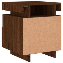 Berkfield Home Decorative Bedside Cabinet with LED Lights Brown Oak 40x39x48.5 cm - thumbnail 9