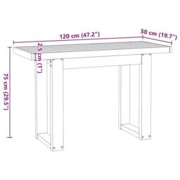 Berkfield Home Decorative Desk NOAIN U-Shaped Legs 120x50x75 cm Solid Wood Pine in Brown - Size: 120 x 50 x 75 cm - thumbnail 9