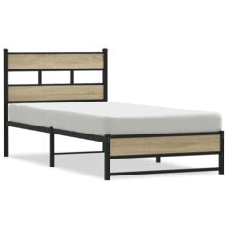 Berkfield Home Metal Bed Frame without Mattress Sonoma Oak 80x200 cm in Brown - thumbnail 2