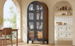 BTM French Style Arched Display Cabinet, 3 Drawers, Black - thumbnail 5