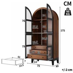 BTM French Style Arched Display Cabinet, 3 Drawers, Black - thumbnail 6