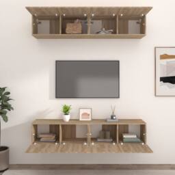 Berkfield Home TV Cabinets 4 pcs Sonoma Oak 80x30x30 cm Engineered Wood in Brown - Size: 80 x 30 x 30 cm - thumbnail 3