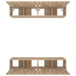Berkfield Home TV Cabinets 4 pcs Sonoma Oak 80x30x30 cm Engineered Wood in Brown - Size: 80 x 30 x 30 cm - thumbnail 6