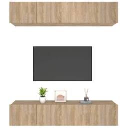 Berkfield Home TV Cabinets 4 pcs Sonoma Oak 80x30x30 cm Engineered Wood in Brown - Size: 80 x 30 x 30 cm - thumbnail 4