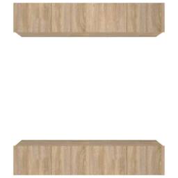 Berkfield Home TV Cabinets 4 pcs Sonoma Oak 80x30x30 cm Engineered Wood in Brown - Size: 80 x 30 x 30 cm - thumbnail 1