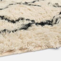 OHS Diamond Check Fluffy Rug Floor Carpet Hallway Runner in Black - Size: 160 cm x 230 cm - thumbnail 4