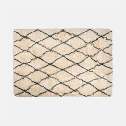 OHS Diamond Check Fluffy Rug Floor Carpet Hallway Runner in Black - Size: 160 cm x 230 cm - thumbnail 3