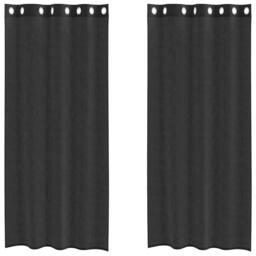 Berkfield Home Voile Curtains with Grommets 2 pcs Black 140x245 cm - thumbnail 1