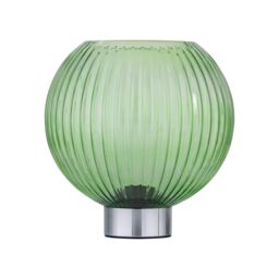 First Choice Lighting Betchley - Battery Operated Chrome Lamp with Green Glass in Silver