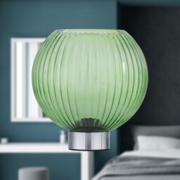First Choice Lighting Betchley - Battery Operated Chrome Lamp with Green Glass in Silver - thumbnail 5