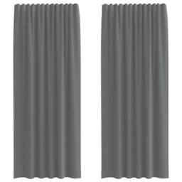 Berkfield Home Voile Curtains with Rod Pockets 2 pcs Dark Grey - thumbnail 1