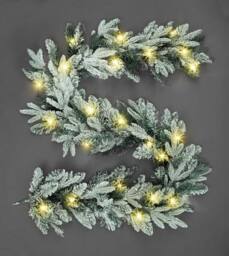 Shatchi 55cm Pre-Lit Christmas Wreath Lapland Fir for Fireplaces Home Wall Door Stair Snow Flock Artificial Xmas Tree Garden Yard in Green - thumbnail 1