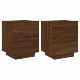 Berkfield Home Decorative Bedside Cabinets with LED Lights 2 pcs Brown Oak Engin - thumbnail 3