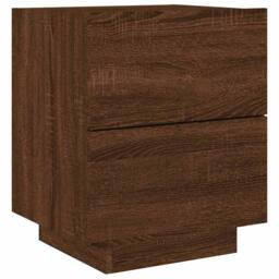 Berkfield Home Decorative Bedside Cabinets with LED Lights 2 pcs Brown Oak Engin - thumbnail 6