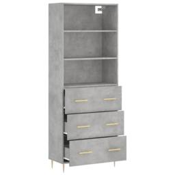 Berkfield Home Highboard Concrete Grey 69.5x34x180 cm Engineered Wood - thumbnail 4
