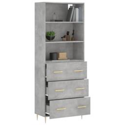 Berkfield Home Highboard Concrete Grey 69.5x34x180 cm Engineered Wood - thumbnail 3