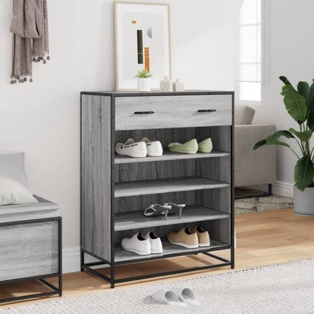 Berkfield Home Shoe Cabinet Grey Sonoma 75x38x97.5 cm Engineered Wood & Metal - image 1