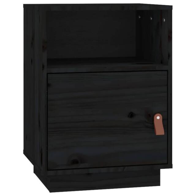 Berkfield Home Bedside Cabinet Black 40x34x55 cm Solid Wood Pine - Size: 40 x 34 x 55 cm - image 1