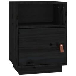 Berkfield Home Bedside Cabinet Black 40x34x55 cm Solid Wood Pine - Size: 40 x 34 x 55 cm