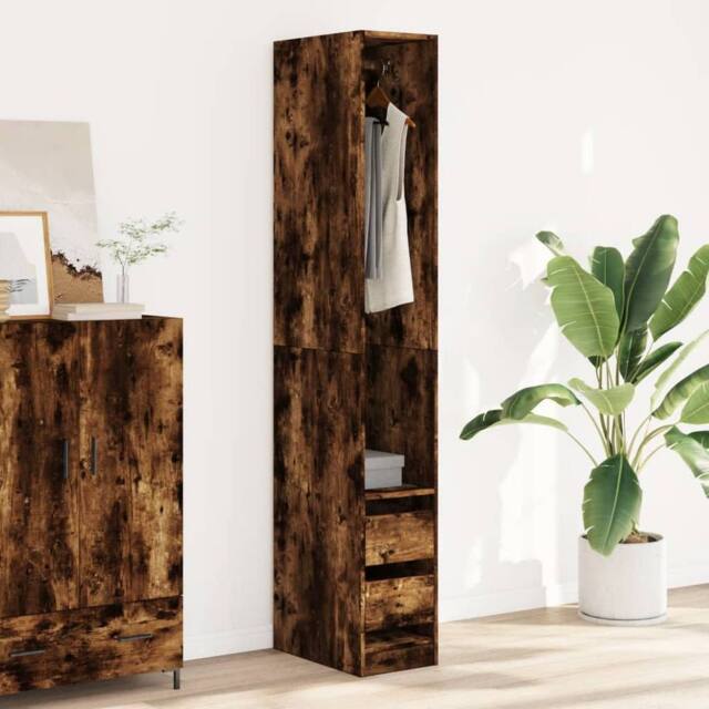 Berkfield Home Wardrobe Smoked Oak 30x50x200 cm Engineered Wood in Brown - Size: 30 x 50 x 200 cm - image 1